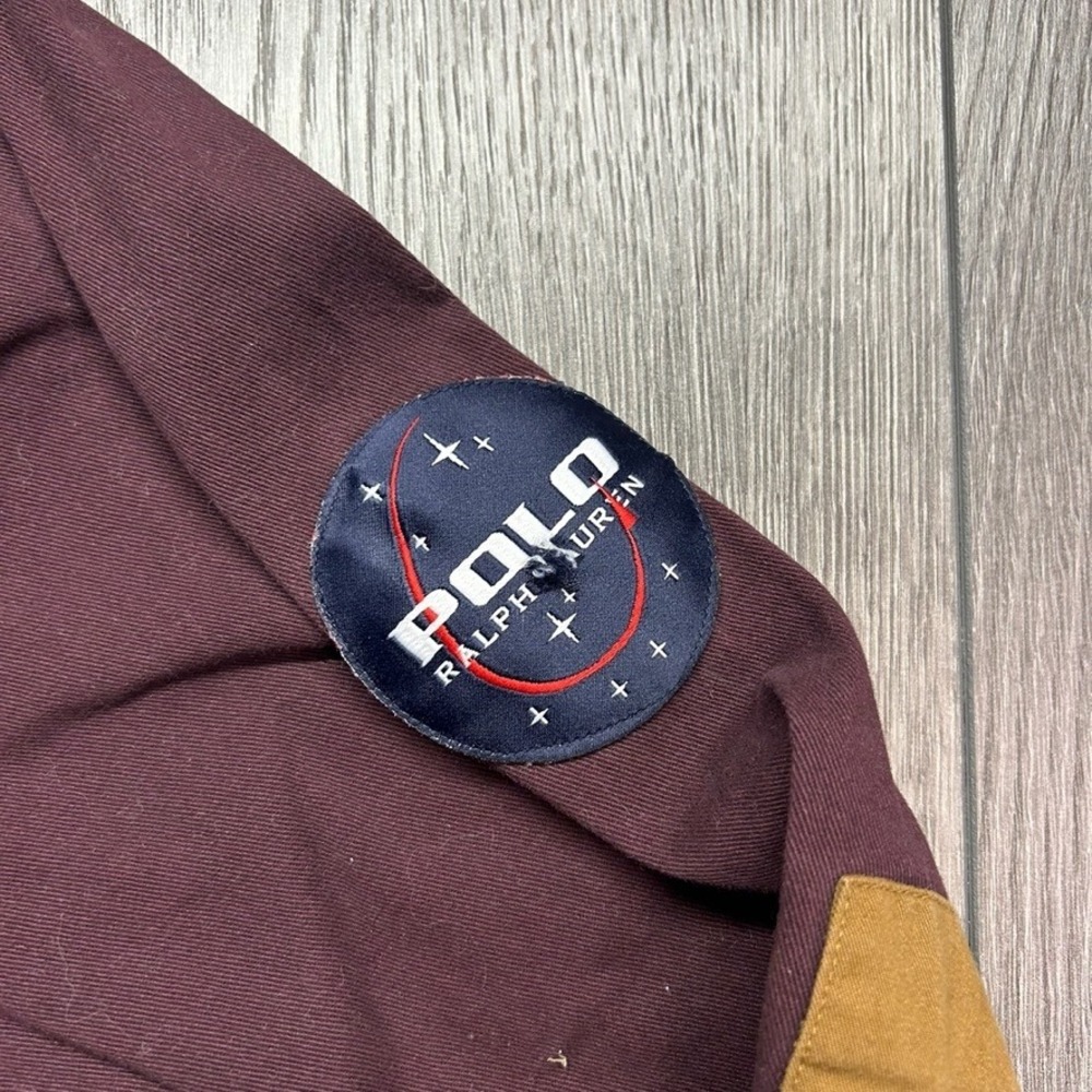 Ralph Lauren Mens Custom Fit Military Shirt Burgundy Space Patch Elbow Pads M - Picture 3 of 8